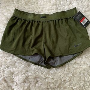 Olive green running shorts